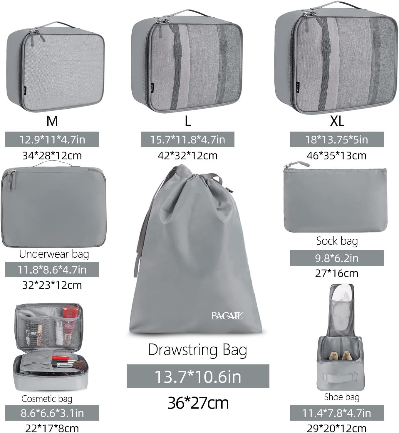 8-Piece Travel Packing Cubes