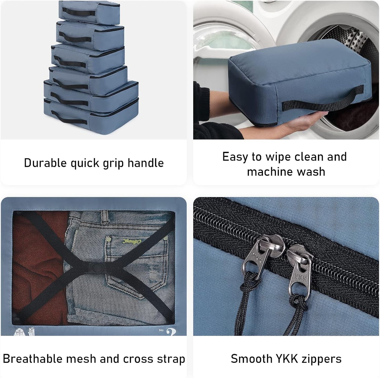 7-Piece Eco Packing Cubes – Blue