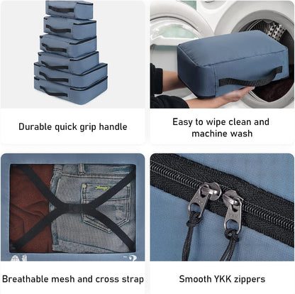 7-Piece Eco Packing Cubes – Blue
